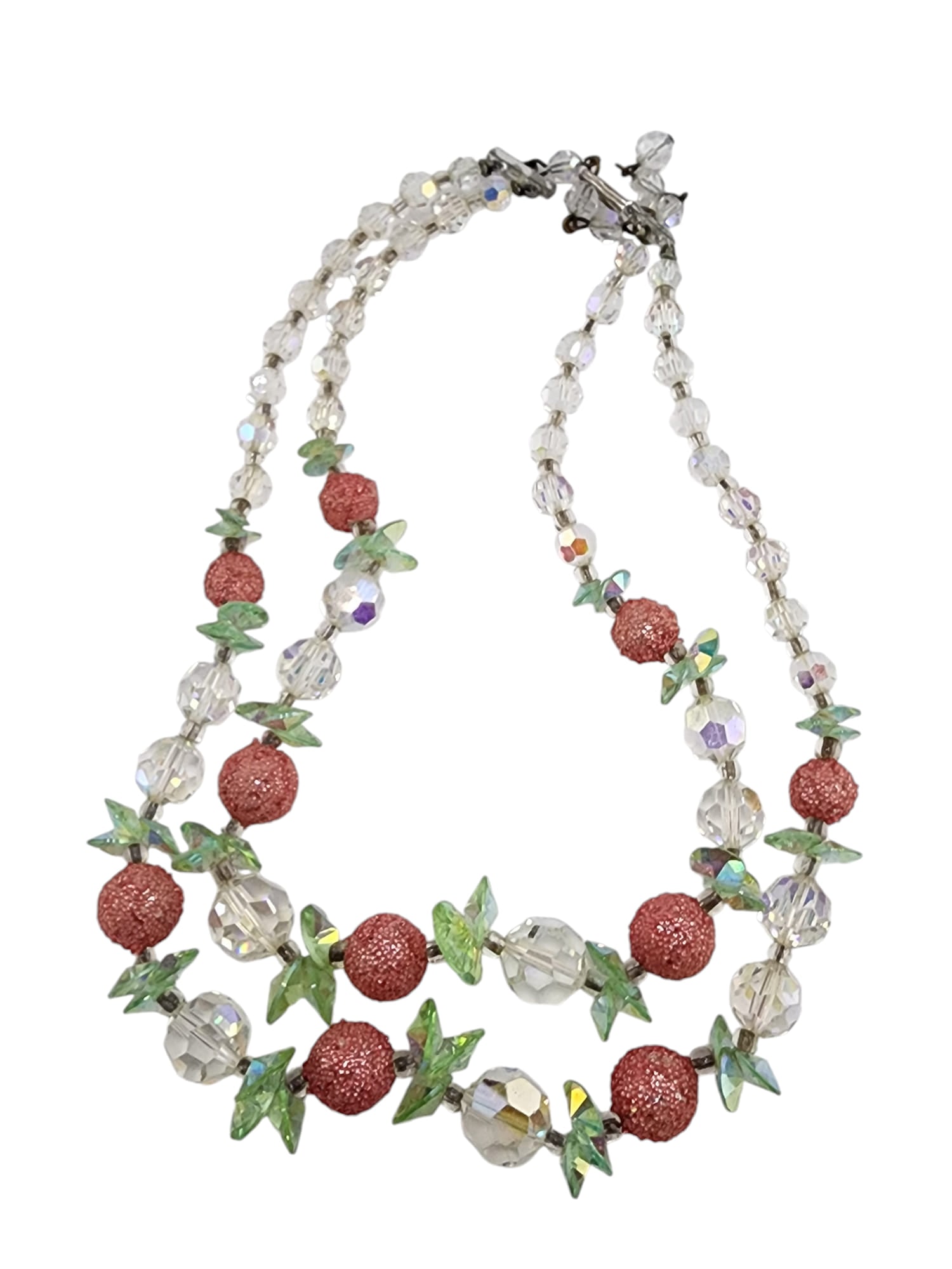 Beautiful Unsigned Vendome crystal and sugared double strand necklace (1 of 4)