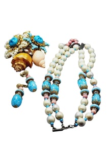 Fabulous Lawrence VRBA Shell Convertible Necklace to Brooch & Earrings Set