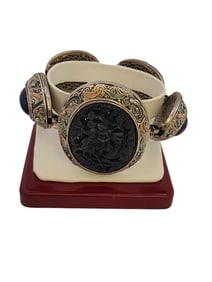 Vintage Chinese Export Cloisonne Stone And Acrylic Bracelet