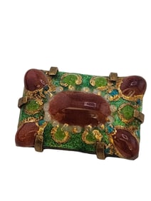 Vintage Unusual Enameled & Glass French Limoges Brooch