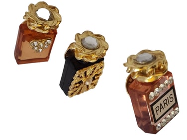 Vintage Super Cute Acrylic Set of 3 Perfume Bottle Tackpins