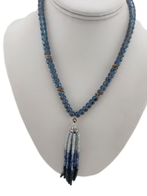 Vintage Blue Crystal Tassel Necklace