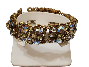 Vintage Unsigned Blingy Ab Rhinestone Bracelet