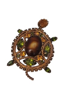 Vintage Glass Huge Turtle Brooch Pendant Attributed To Caviness