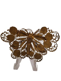 Vintage Older Brass Filigree Butterfly Brooch