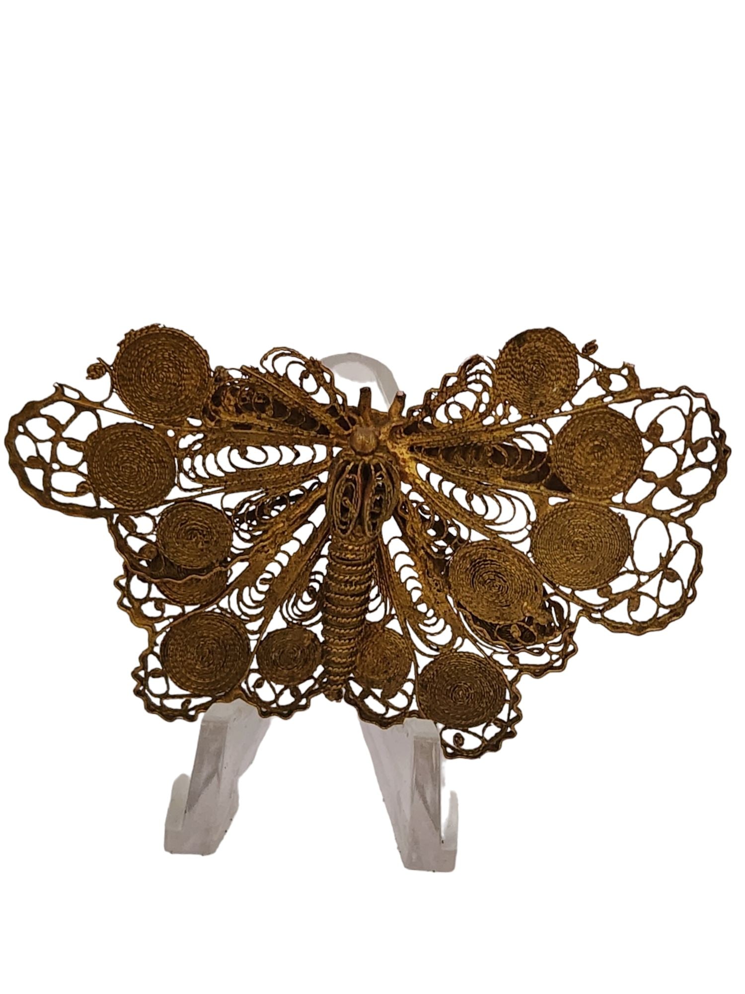 Vintage Older Brass Filigree Butterfly Brooch (1 of 3)