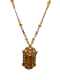 Vintage Czech Glass Pendant Necklace