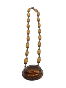 Vintage Czechoslovakia Signed Pendant Necklace