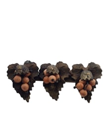 Antique Victorian Brass & Faux Coral Grapes Pin