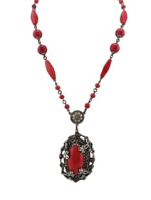 Vintage Czech Glass Fabulous Pendant Necklace