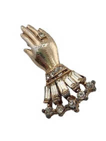 Vintage Rhinestone Hand Brooch Attributed to Trifari