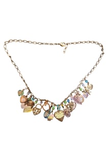 Vintage Glass & Enamel Heart Charm Necklace