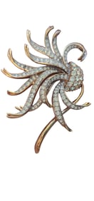 Vintage Rare Trifari Elegant Floral Spray Rhinestone Brooch