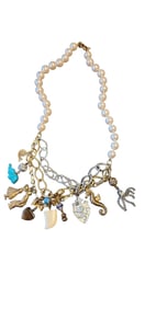 Vintage NOS Bee Charming Grandmas Attic Faux Pearl Charm Necklace