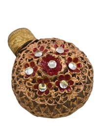 Beautiful Czech enamel and rhinestone perfume bottle