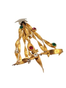 Unsigned Vintage Dimensional Christmas Tree Brooch (A2678)