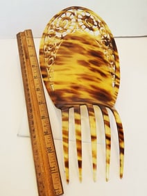 Art Deco Nouveau Victorian Hair Comb Faux Tortoise Shell Antique Huge