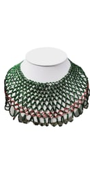 Vintage Fab All-Hand Beaded Glass Christmas Color Bib Necklace (A3027)