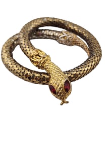 Vintage Adjustable Bronze & Gold Tone Coil Snake Bracelet