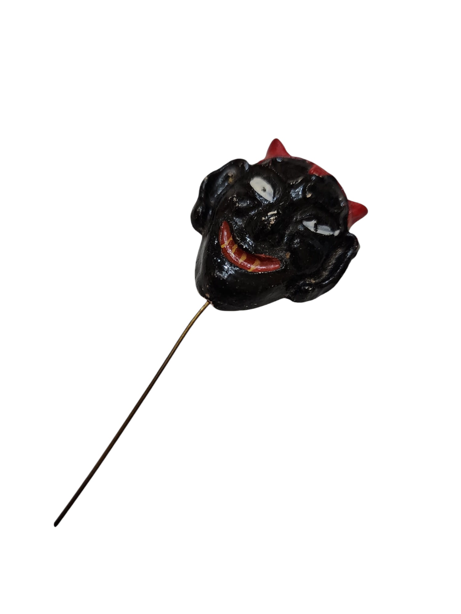 Antique Halloween clay or porcelain enameled devil sticking (1 of 5)
