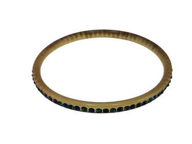 Celluloid sparkly 2 tone rhinestone bangle bracelet