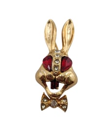super cute bunny glass eye brooch