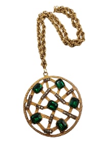 Huge MCM Rhinestone Pendant Necklace Unsigned