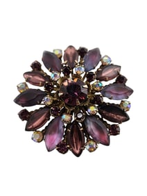 Vintage givre glass and rhinestone brooch