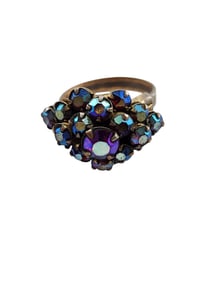 Vintage AB Red Rhinestone Adjustable Ring