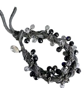 Vintage NOS Bee Charming Hand On Suede Braided Crystal Cha Cha Bracelet