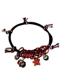 Vintage NOS Rubber Friendship Pull On Bracelet with Porcelain Charm