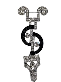 Kenneth Lane signed Art deco enameled and jeweled articulating brooch