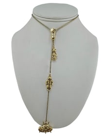 Vintage NOS Alien Bee Charming Zipper Lariat Necklace