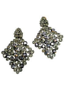 Vintage Rhinestone Unsigned Clip Earrings