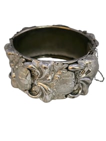 Vintage Repousse Fancy Silver Tone Bracelet