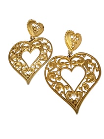Vintage Unsigned 80s Heart Pierced Earrings