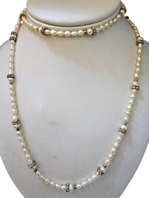 Vintage Sterling and Rice Pearl Necklace