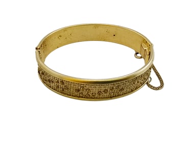 Vintage Gold Filled Style Textured Bangle Bracelet