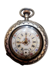 Antique Pocket Watch Marked 900 Silver LOCLE #21435 Inscribed