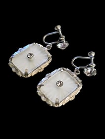 Amazing hard to find Art deco camphor glass screw back earrings