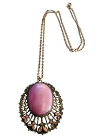 Leaf and dot enamel satin glass pendant necklace