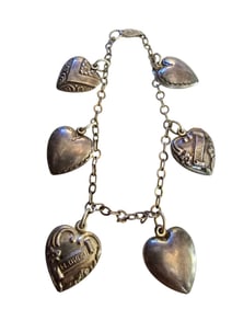 Early forget me not sterling puffy heart charm bracelet