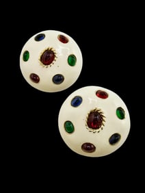 Vintage Ciner jeweled and enamel clip earrings