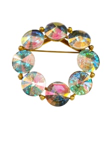 Vintage Weiss Prism Style Glass Wreath Brooch