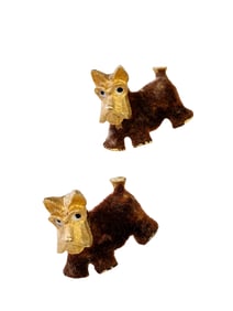 Vintage JJ Pair of Velvet (Faux Fur) Terrier Brooch