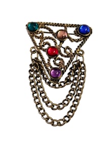Vintage Mogul Tone Triangular Brooch