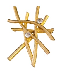 Vintage Modernist Textured Matte Gold Abstract 80s Brooch