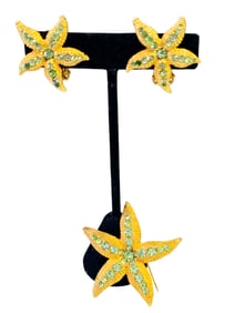 Vintage Rhinestone Starfish Brooch Set