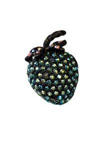Vintage Rare Green Rhinestone Strawberry Brooch