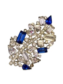 Antique Rhinestone Early 2 tone Brooch